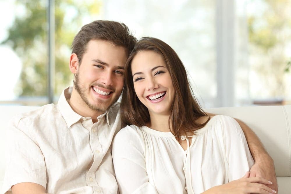 Close-up of a bright, white smile after teeth whitening