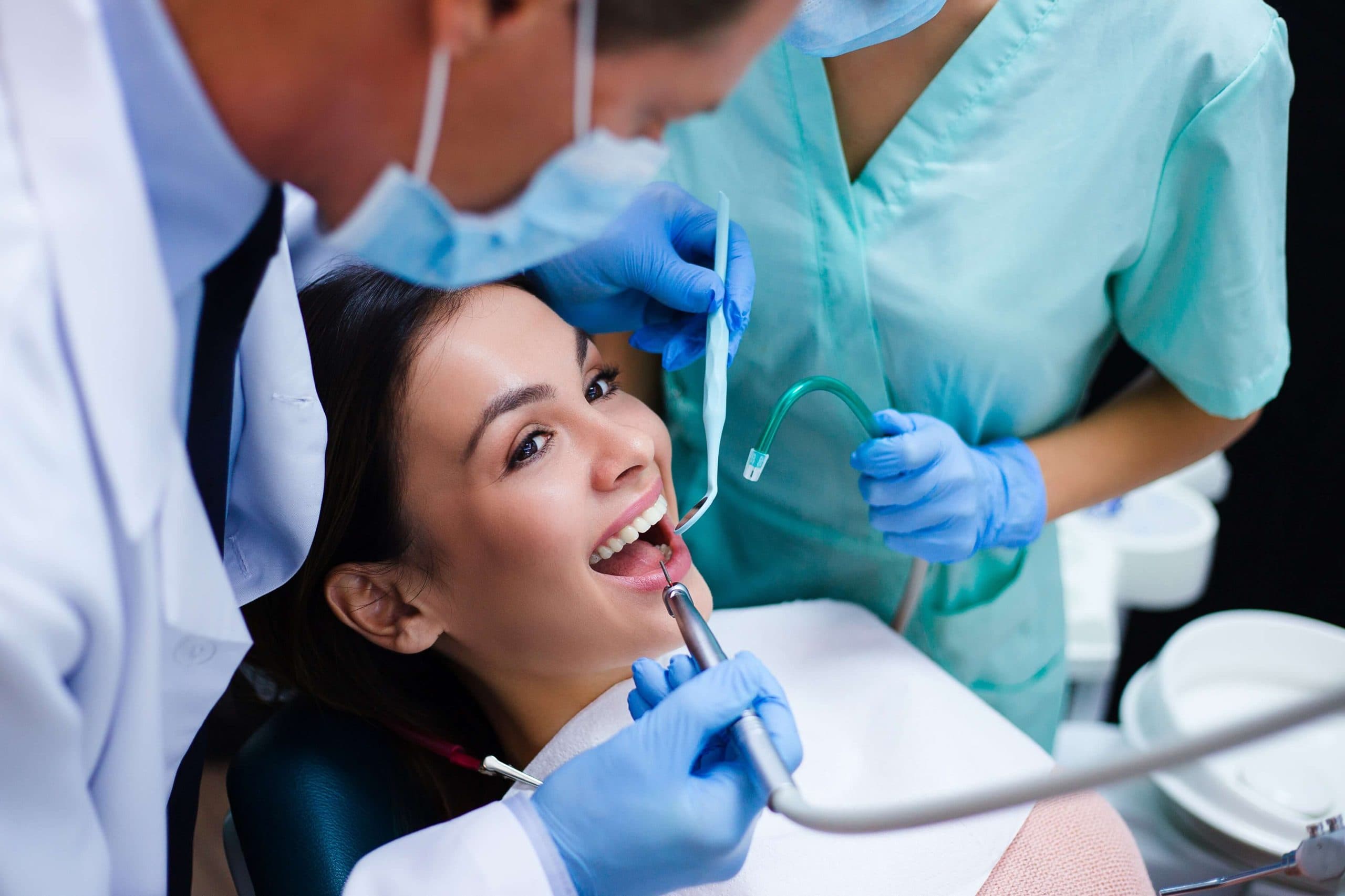 Dentist treating a tooth cavity