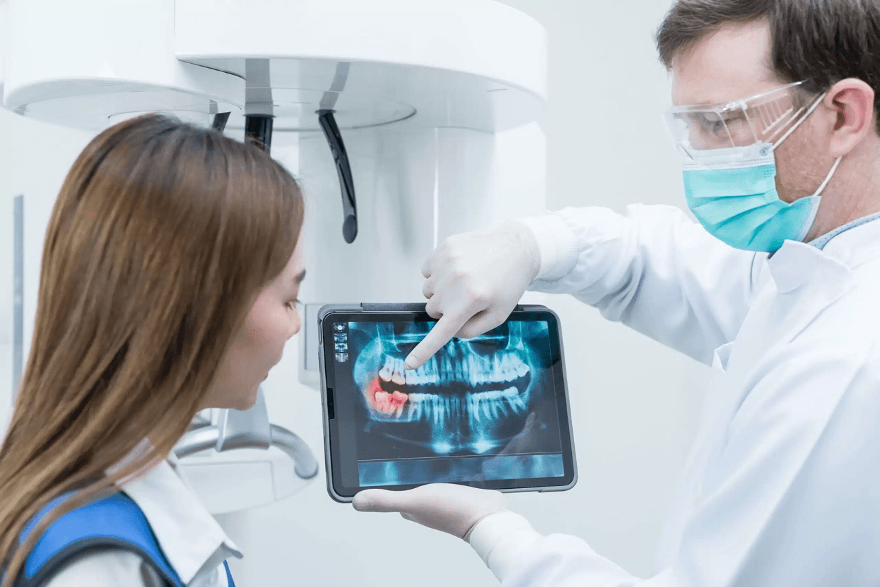 Dentist performing a root canal treatment