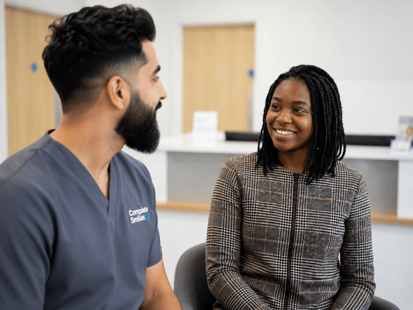 Clinician speaking with a patient